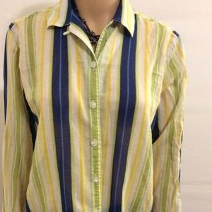 Sheer Bold Striped Blouse  MEDIUM